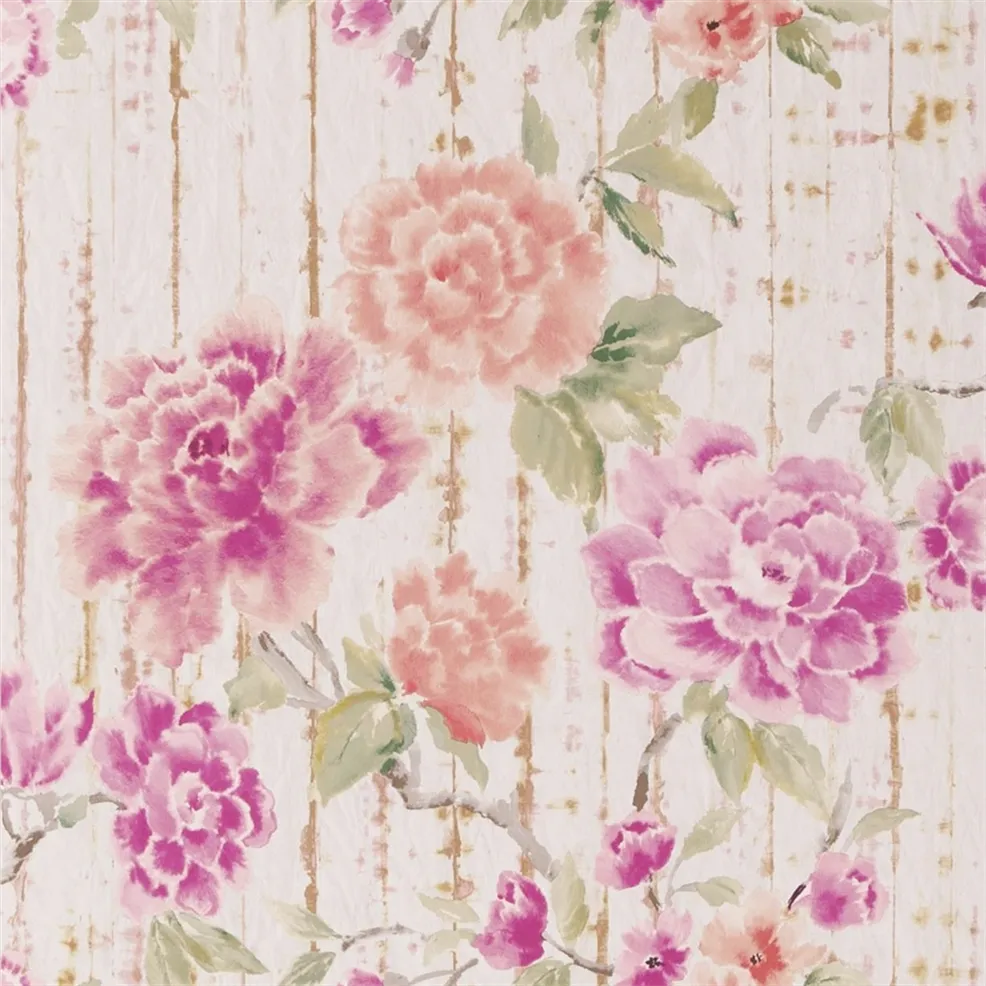 Kyoto Flower Coral Wallpaper