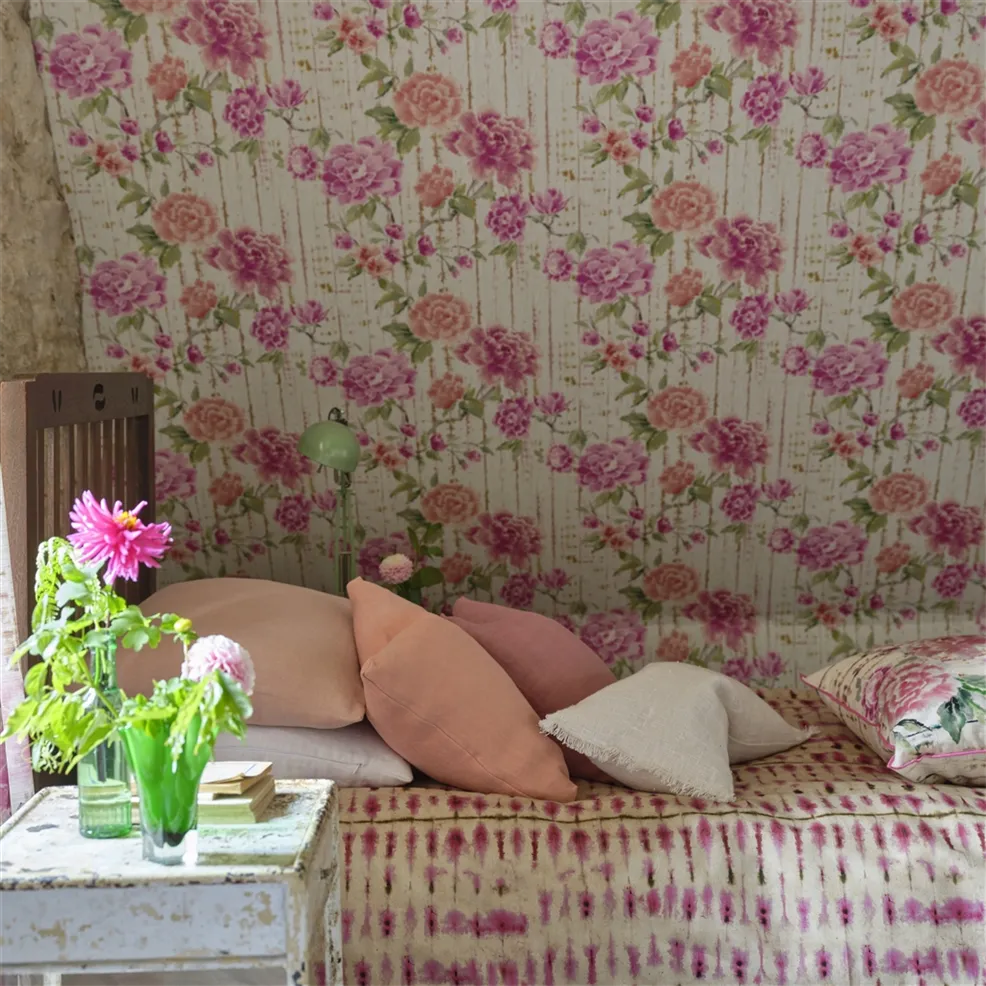 Kyoto Flower Coral Room Wallpaper