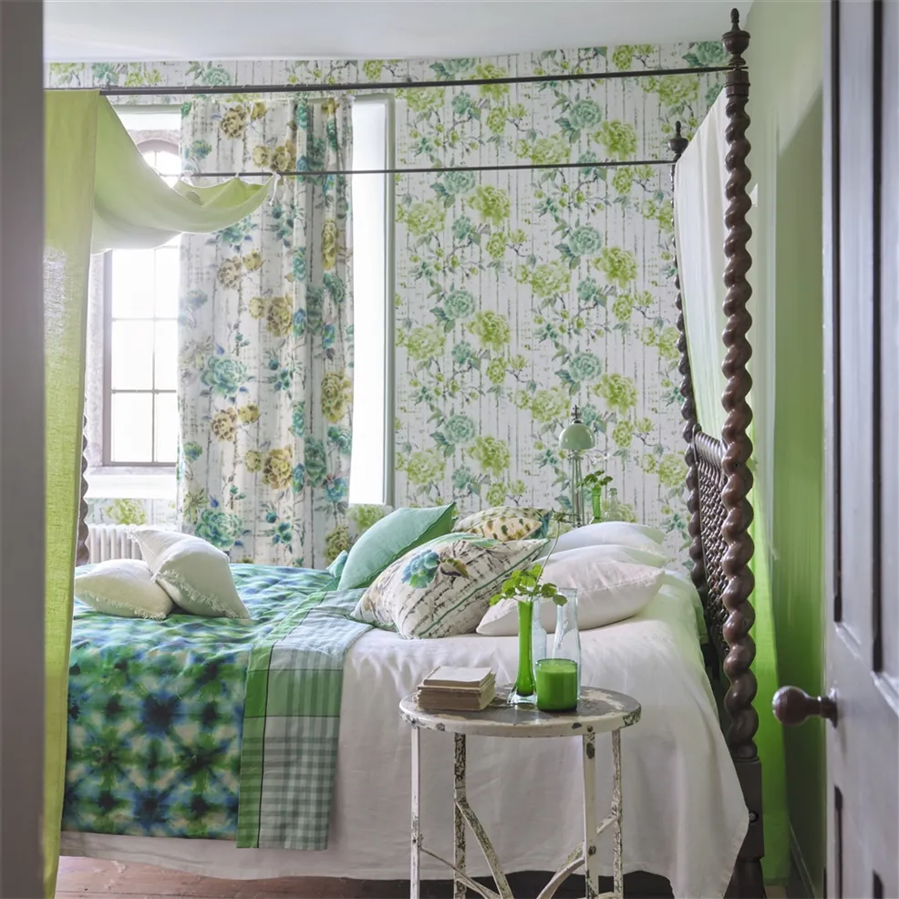 Kyoto Flower Emerald Room Wallpaper