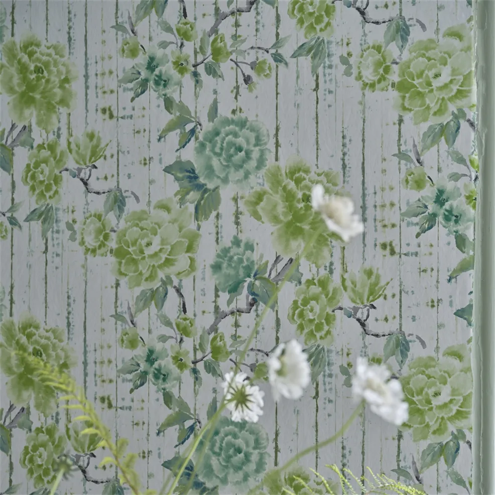 Kyoto Flower Emerald Room Wallpaper
