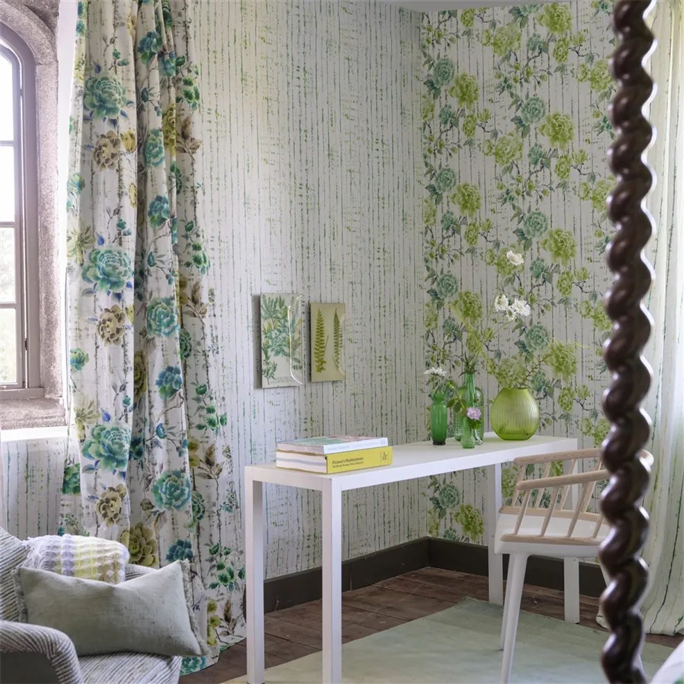 Kyoto Flower Emerald Room Wallpaper