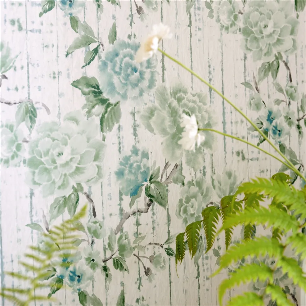 Kyoto Flower Eau De Nil Room Wallpaper