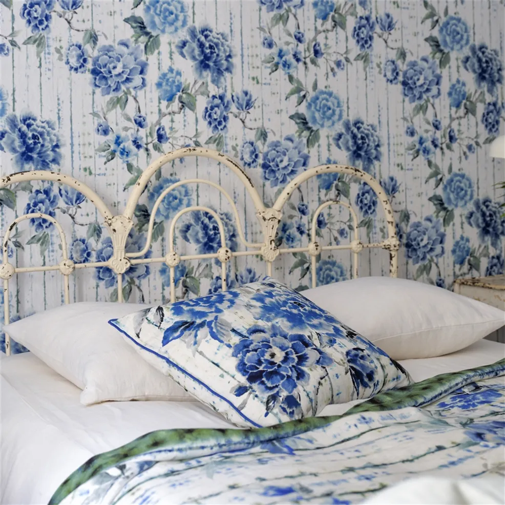 Kyoto Flower Cobalt Room Wallpaper
