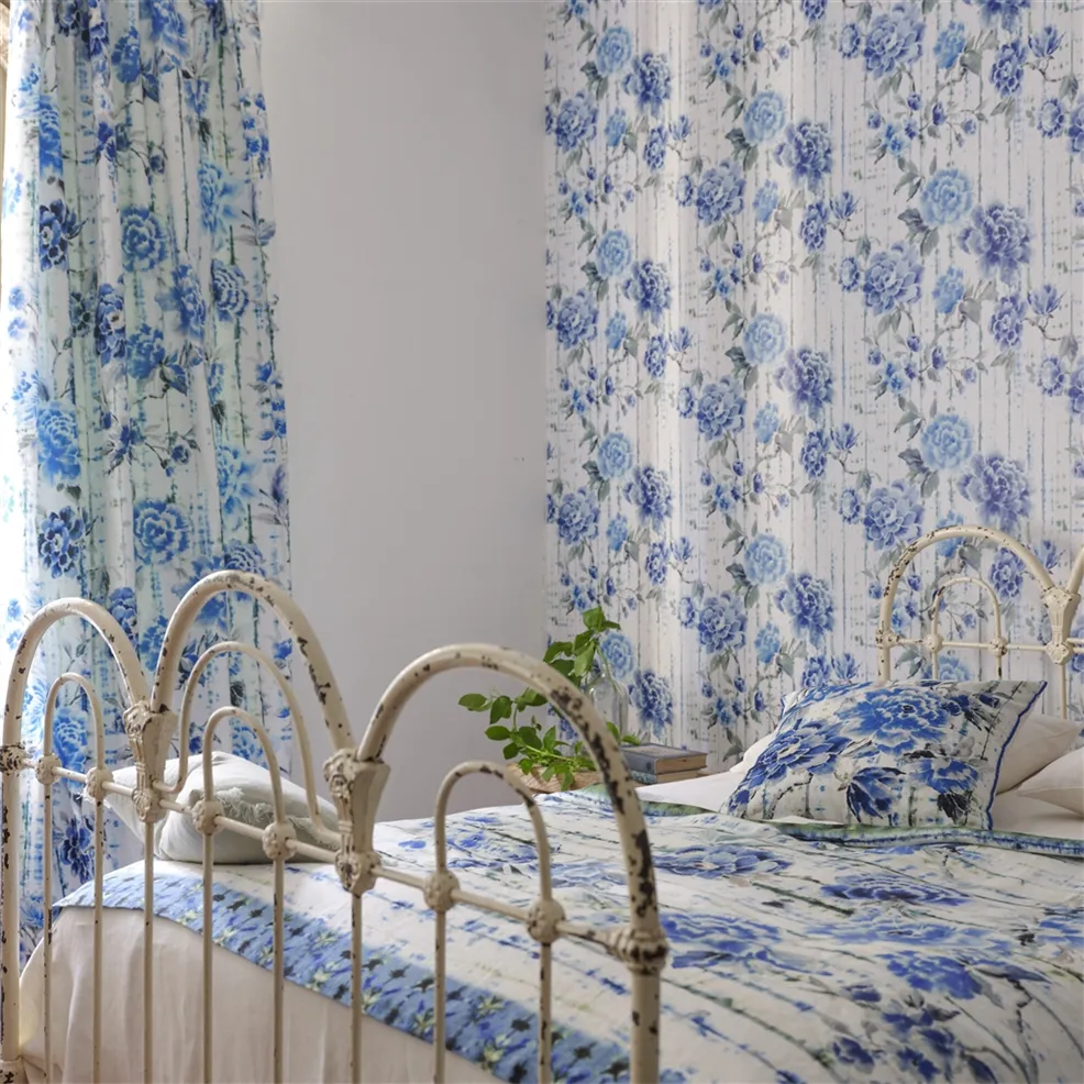 Kyoto Flower Cobalt Room Wallpaper
