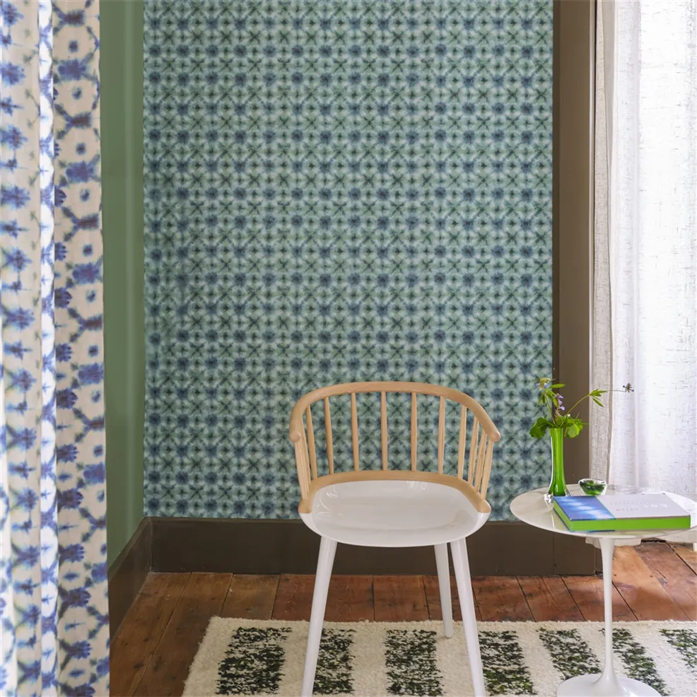 Shibori Duck Egg Room Wallpaper