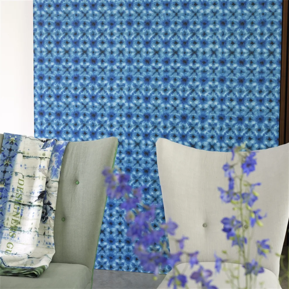 Shibori Cobalt Room Wallpaper