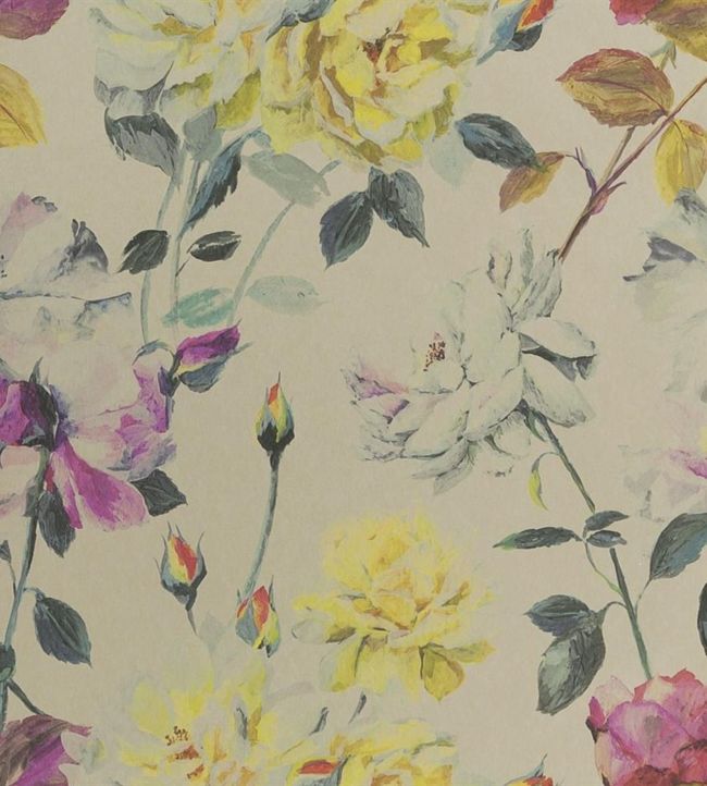 Couture Rose Wallpaper - Yellow