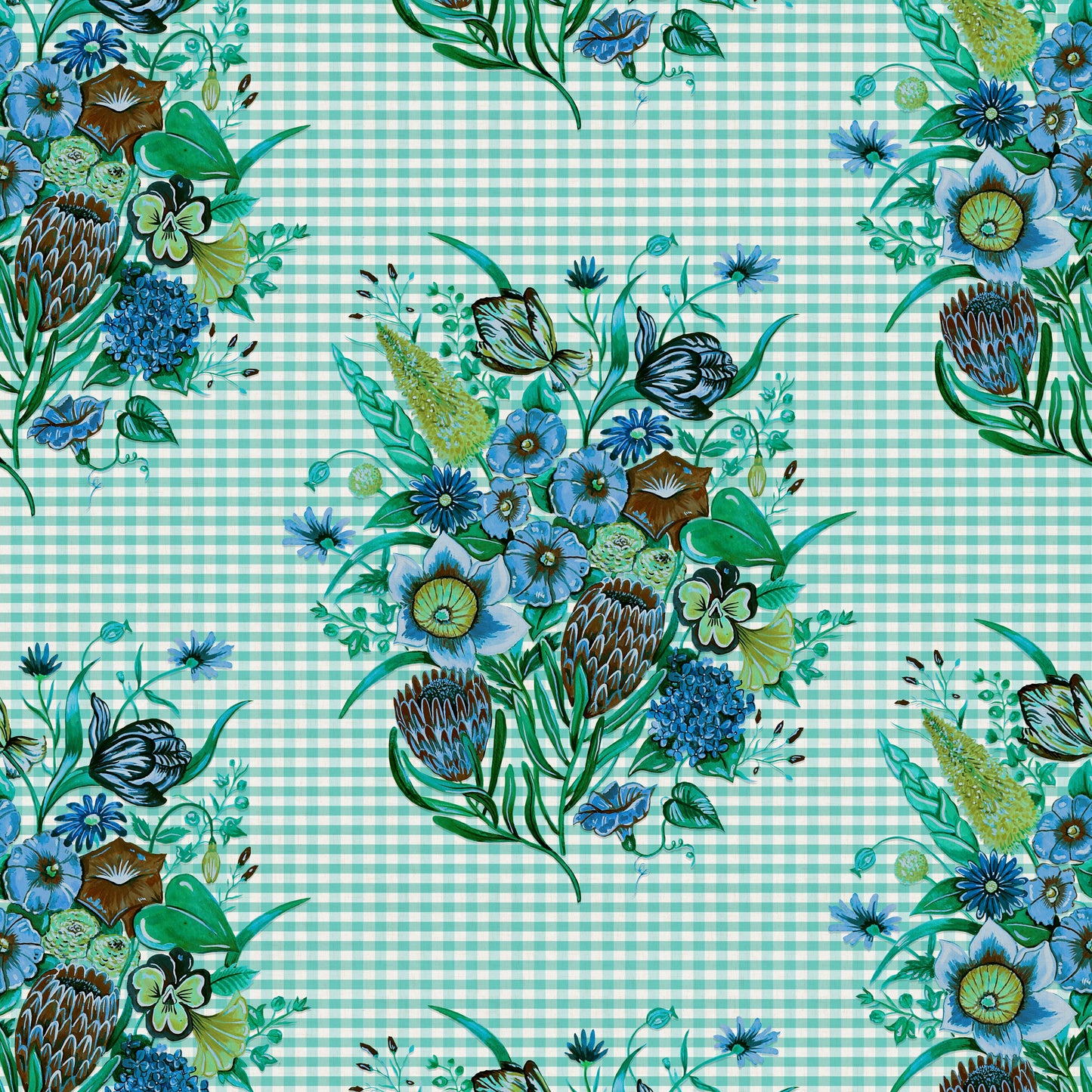 Posy Wallpaper - Teal - Wear The Walls