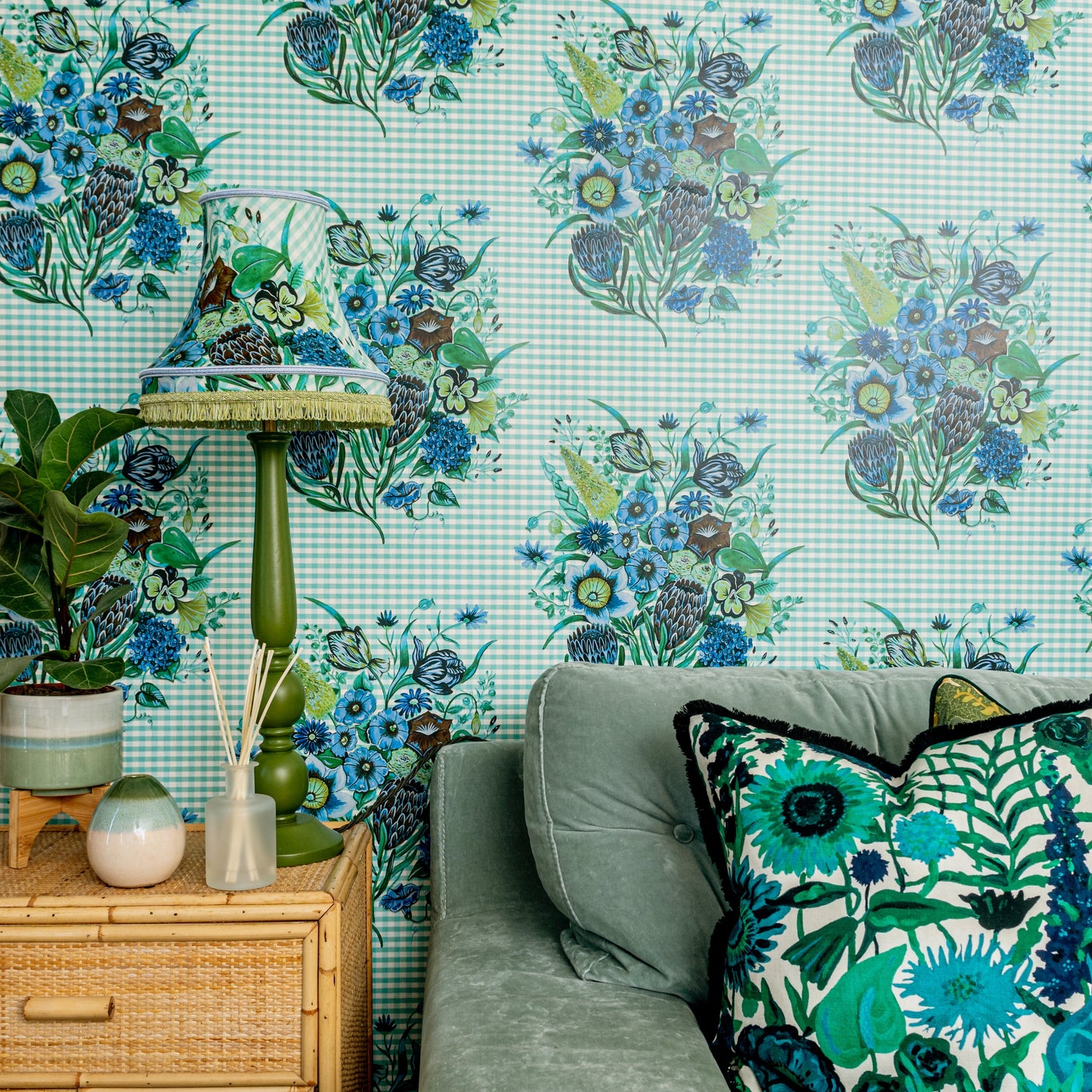 Posy Wallpaper - Teal - Wear The Walls