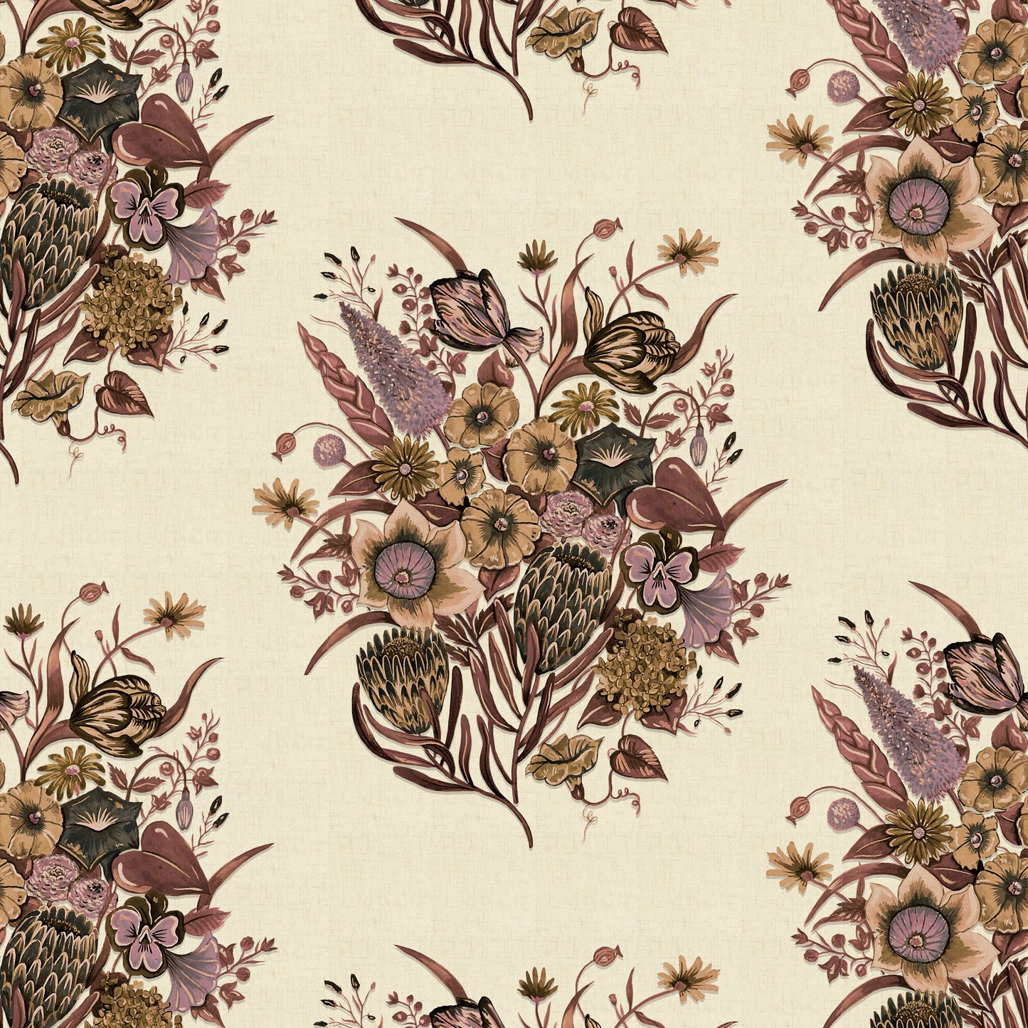 Posy Wallpaper - Purple - Wear The Walls