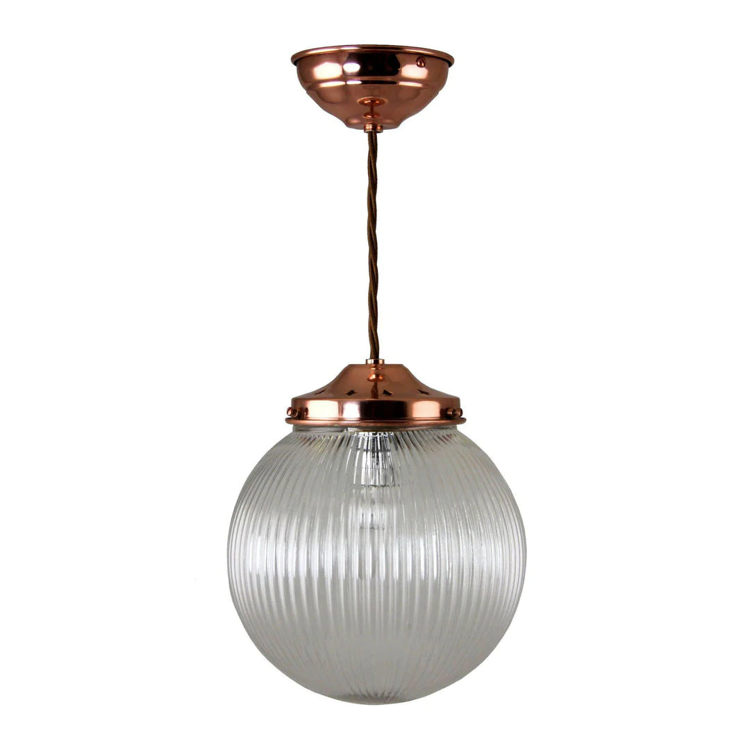 Prismatic Globe Pendant 205mm dia Polished Copper