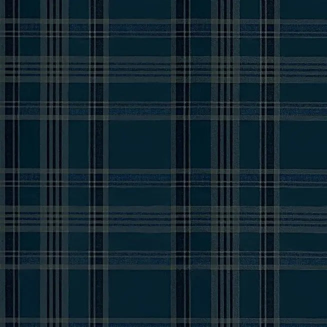 Deerpath Trail Plaid Indigo Wallpaper