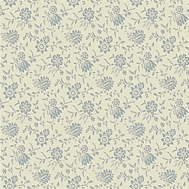 Scrimshaw Floral Slate Wallpaper