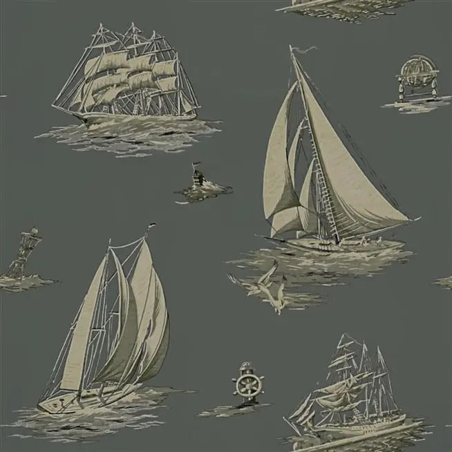Down Easter Boats Fog Wallpaper