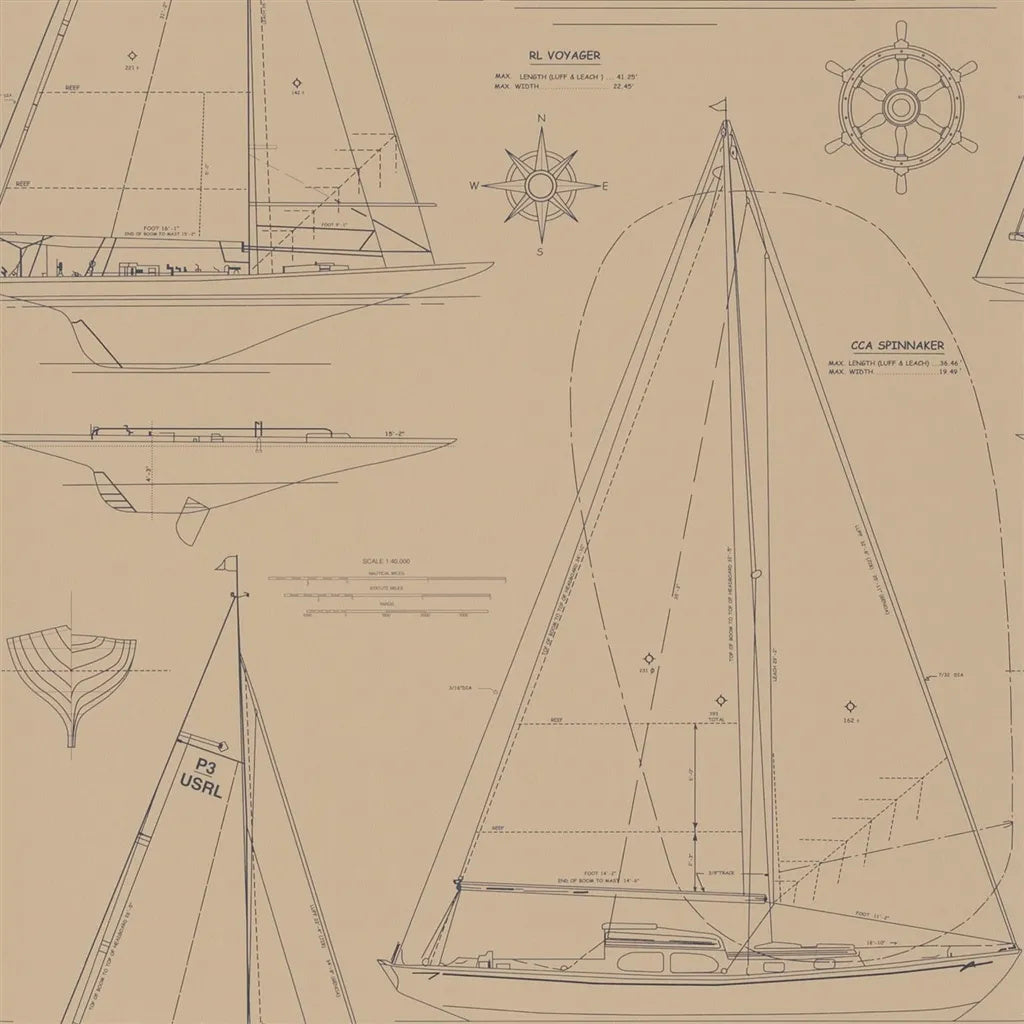 Boat Blueprint Wallpaper