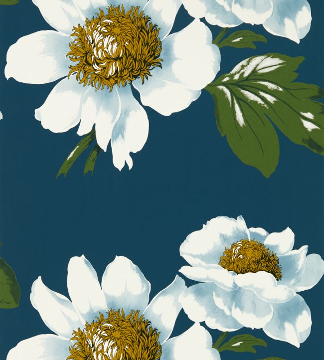 Paeonia Wallpaper - Azurite/Meadow/Nectar - HQN2112842 - Harlequin