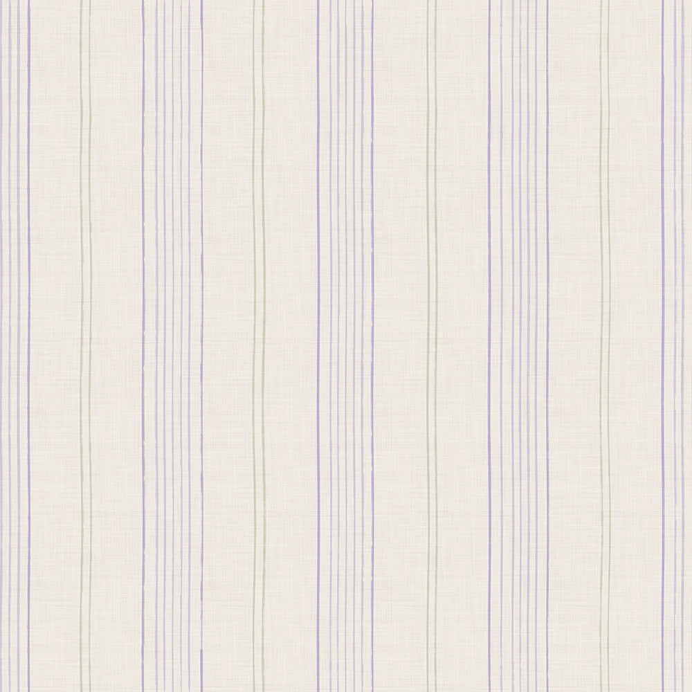 Painted Pinstripes Wallpaper - Lavender, Sage Green & Vintage Cream - Lucie Annabel