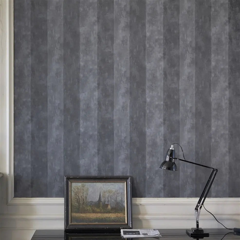 Parchment Stripe Wallpaper - Polished Cement - PDG720/08 - Designers Guild