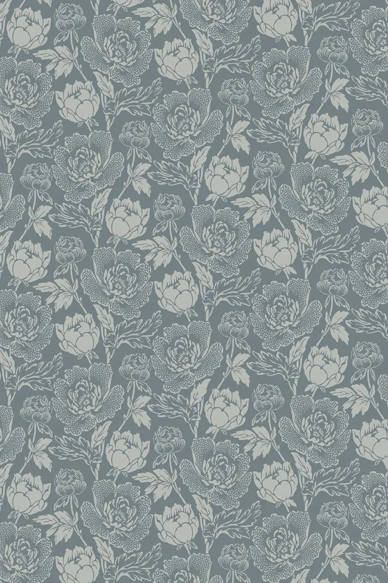 Peony Wallpaper - Light Blue - 2323