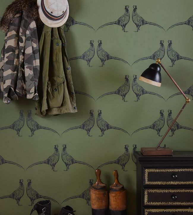 Pheasant Wallpaper - Camo Green - BG1500101 - Barneby Gates