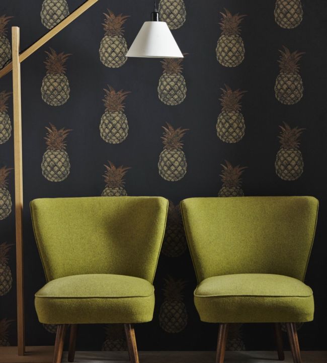 Pineapple Wallpaper - Charcoal - BG1200-202 - Barneby Gates