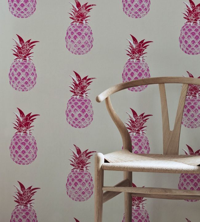 Pineapple Wallpaper - Red / Pink - BG1200-201 - Barneby Gates