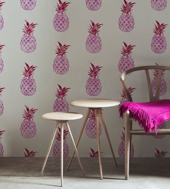 Pineapple Wallpaper - Red / Pink - BG1200-201 - Barneby Gates