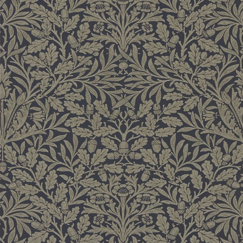 Pure Acorn Wallpaper - Charcoal/Gilver - 216033 - Morris & Co