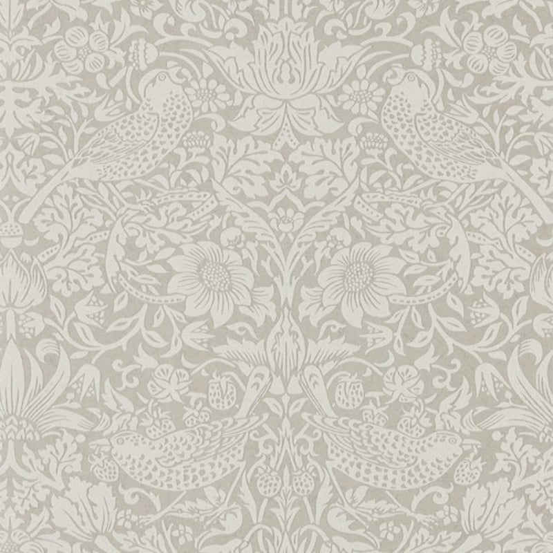 Pure Strawberry Thief Wallpaper - Silver/Stone - 216017 - Morris & Co