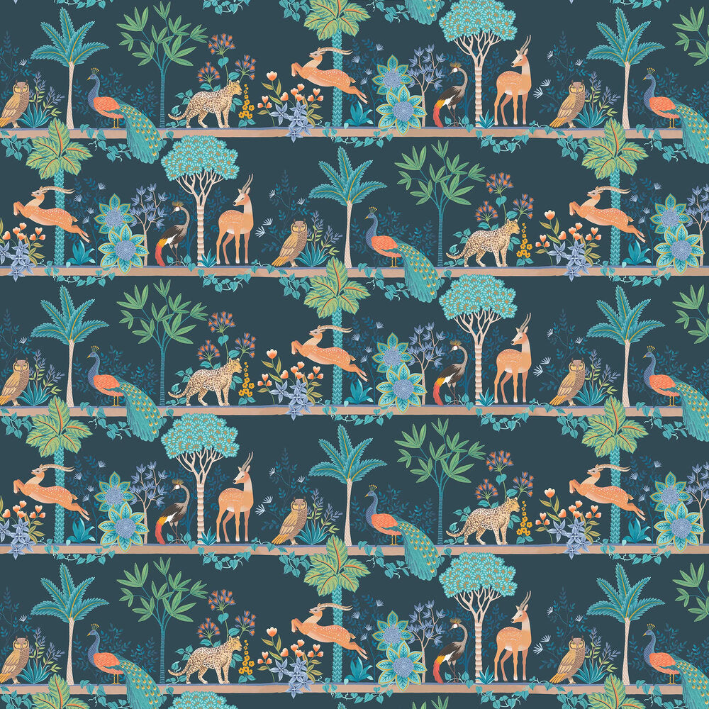 Exotic Fresco Wallpaper - Teal - The Graduate Collection