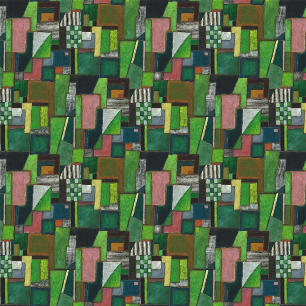 Raku Patchwork Wallpaper - Emerald - PDG1203/01 - Designers Guild