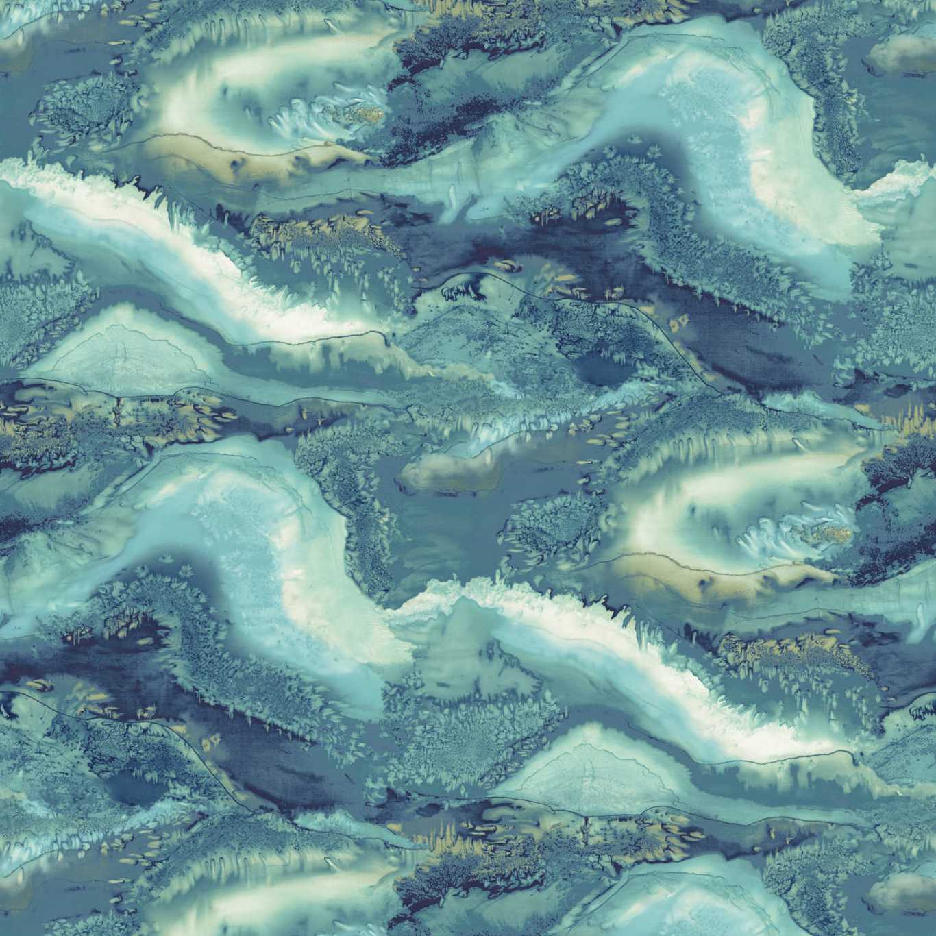 Reflected Obsidian Wallpaper - Azurite - HQN2112852 - Harlequin