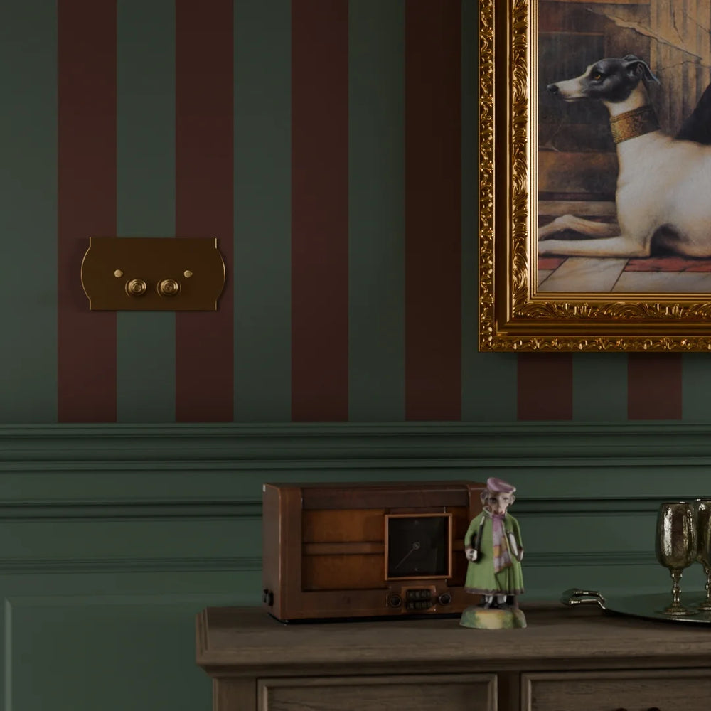 Regent Stripe Wallpaper - Garnet & Pine Green - Lucie Annabel