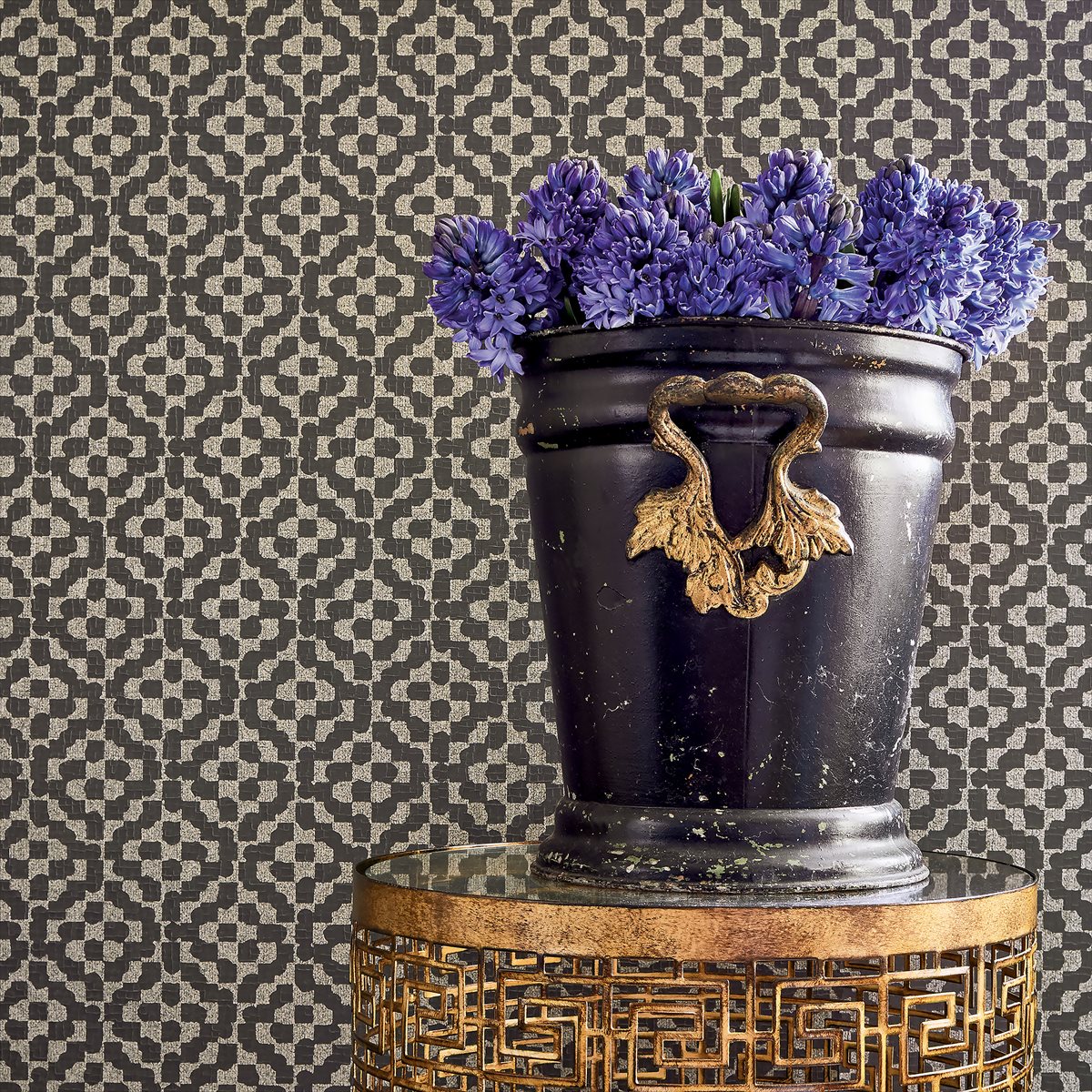 Riva Wallpaper - Black - AT9609 - Anna French
