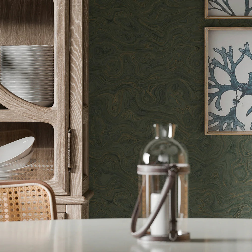 Rockpool Marble Wallpaper - Rustic Green - Lucie Annabel