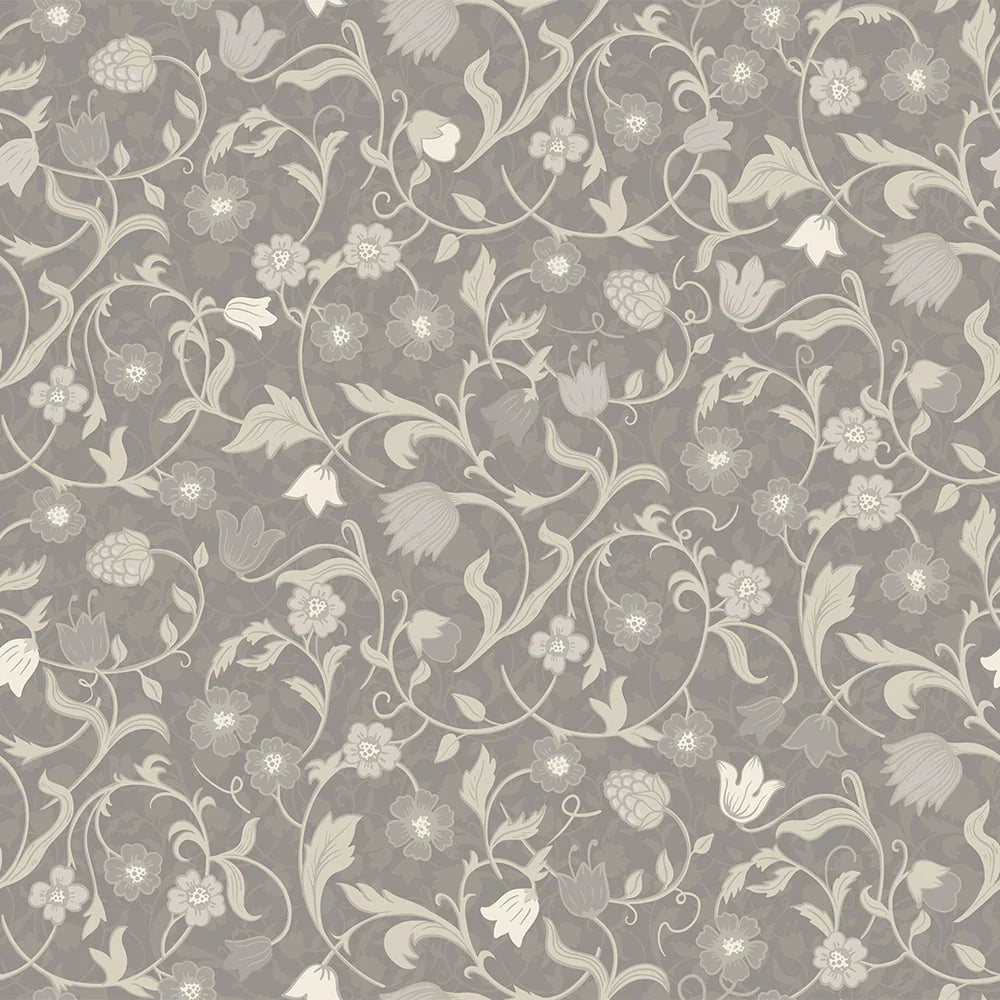 Rosehill Cottage Wallpaper - Vintage Cream on Earl Grey - Lucie Annabel