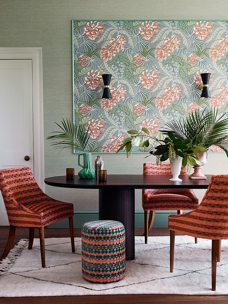 Rousseau Wallpaper - Teal/Coral - J184W-02 - Jane Churchill