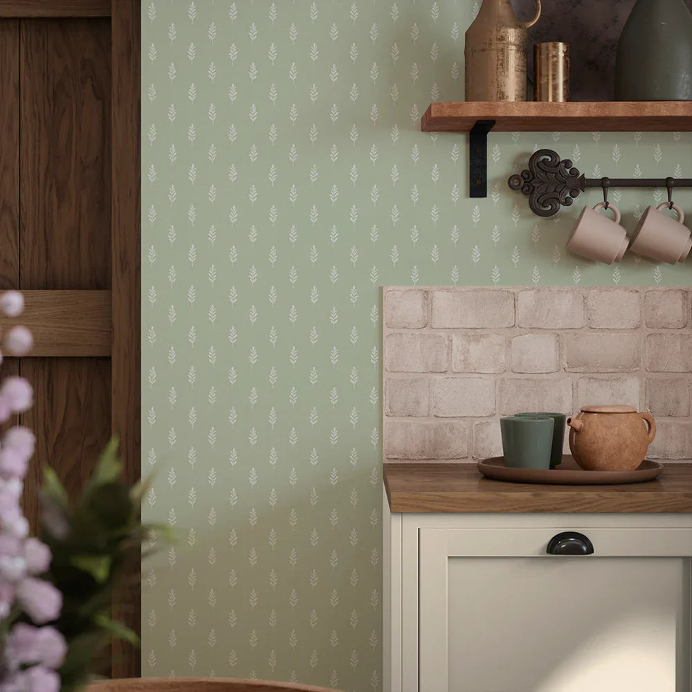 Rowan Wallpaper - Pistachio Green - Lucie Annabel