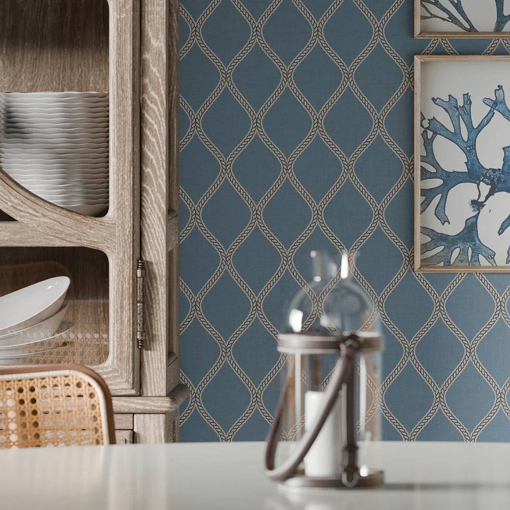 Royal Dockyard Wallpaper - Cornflower Blue - Lucie Annabel