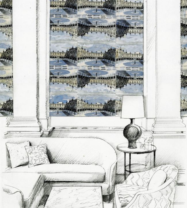 Royal Exchange Wallpaper - Taloyrs Grey/Platinum - ZPLW312971 - Zoffany