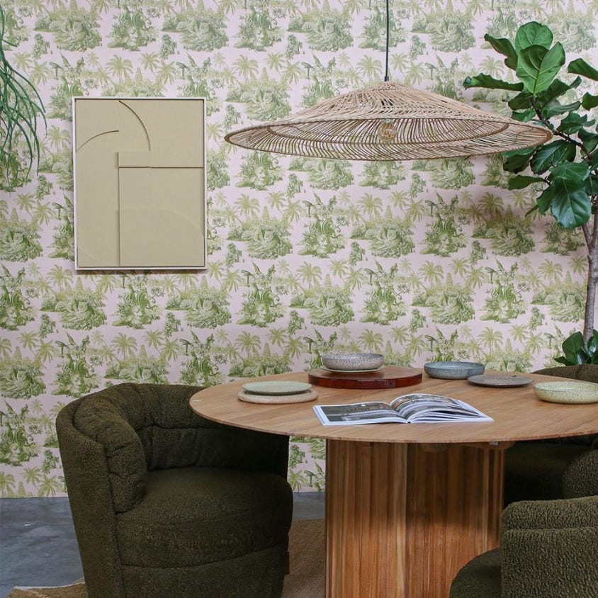 SUMATRA Wallpaper - Blush & Pear-Green - House of Hackney