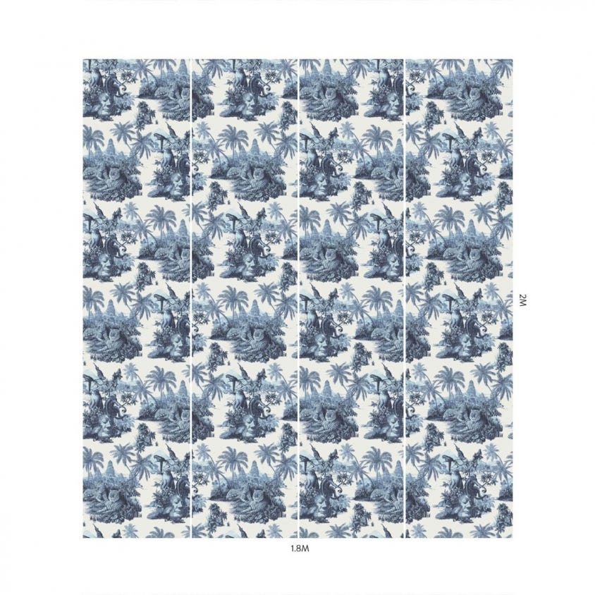 SUMATRA Wallpaper - Off-White & Azure - House of Hackney