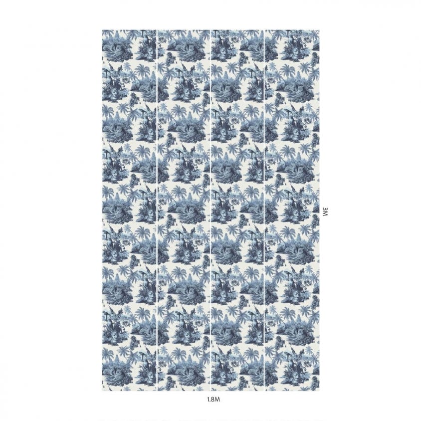 SUMATRA Wallpaper - Off-White & Azure - House of Hackney