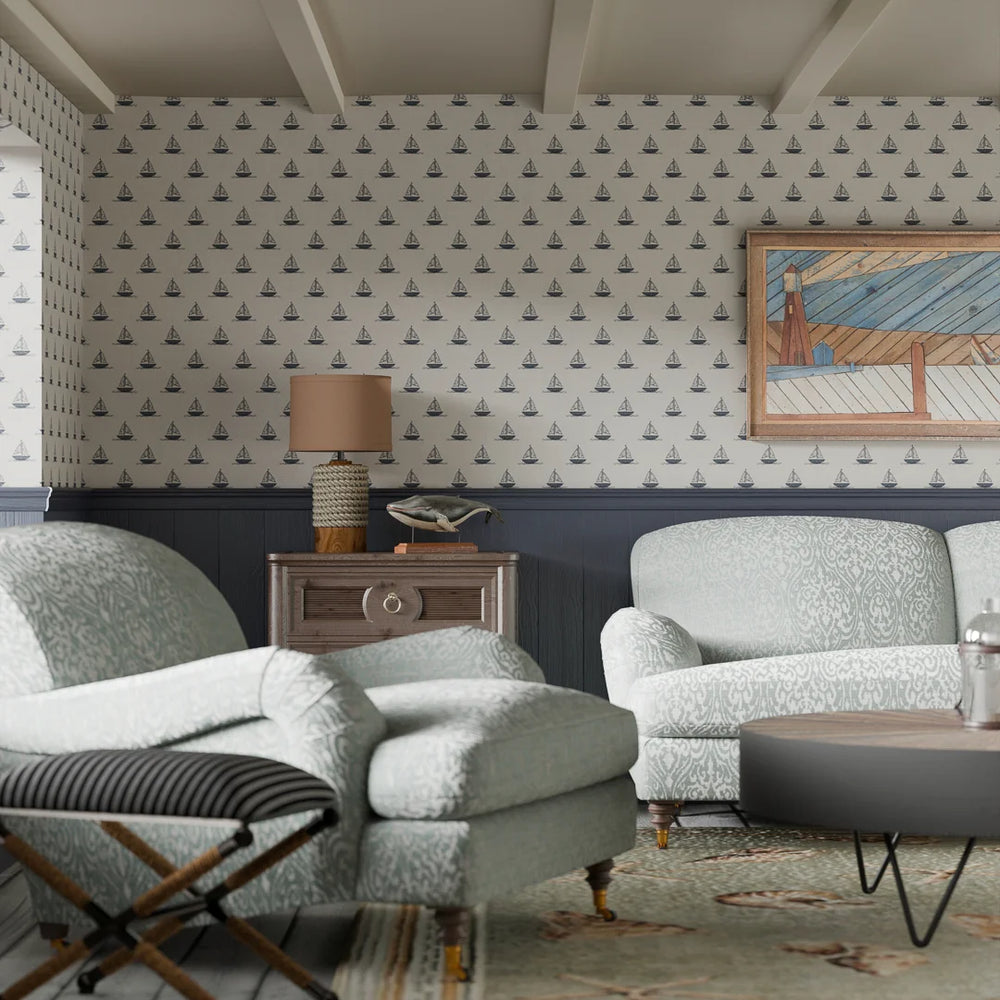 Sail Away Wallpaper - Classic Navy - Lucie Annabel