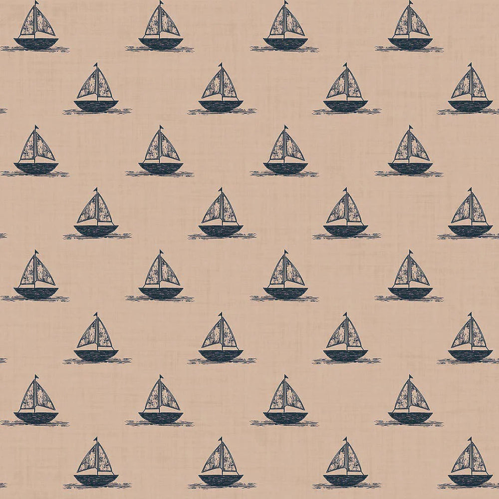 Sail Away Wallpaper - Classic Navy on Soft Spice - Lucie Annabel