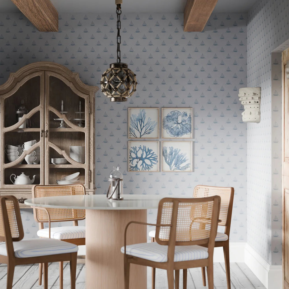 Sail Away Wallpaper - Cornflower Blue - Lucie Annabel