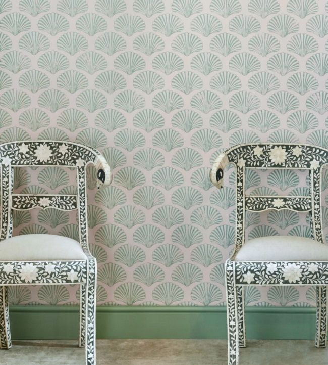 Scallop Shell Wallpaper - Plaster / Green - BG2100102 - Barneby Gates