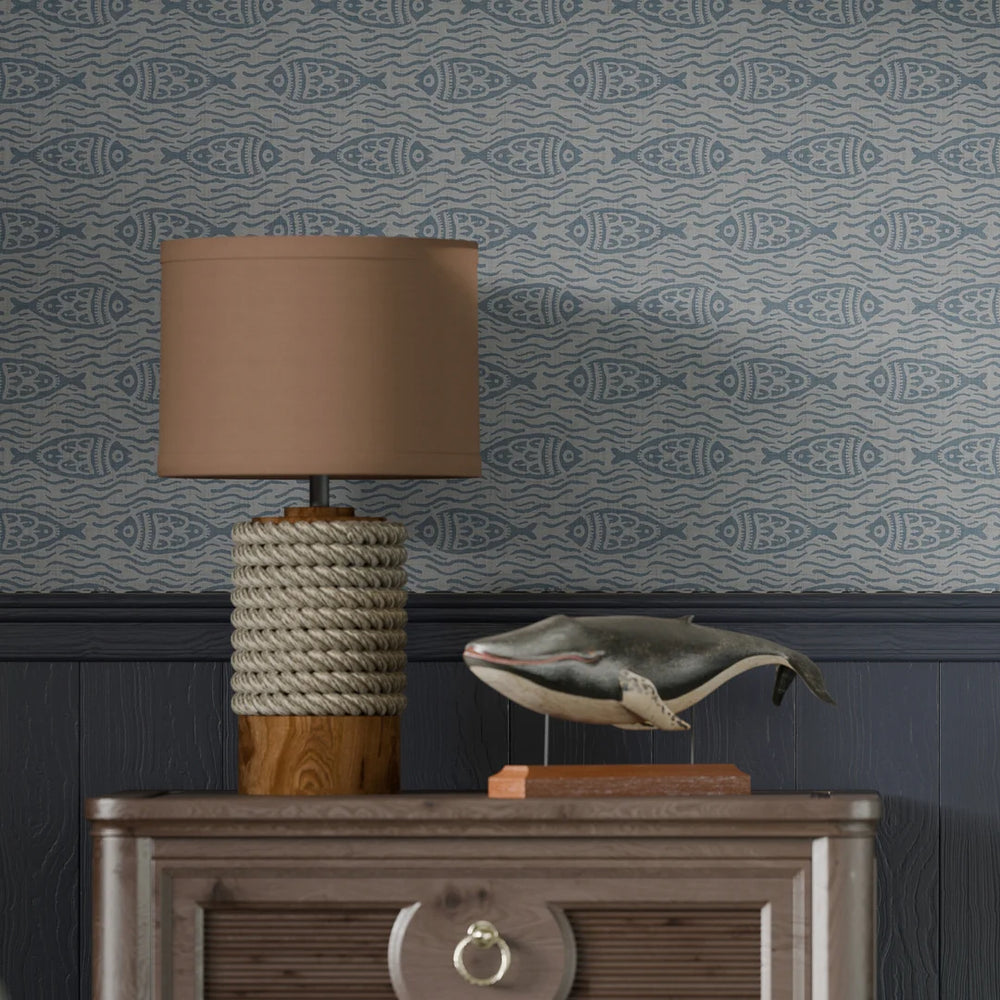 Sea of Bream Wallpaper - Cornflower Blue - Lucie Annabel