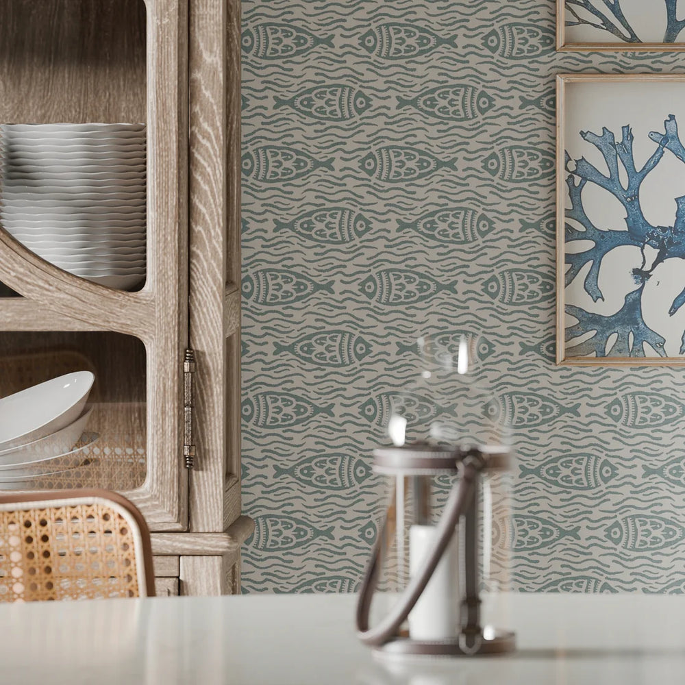 Sea of Bream Wallpaper - Teal - Lucie Annabel