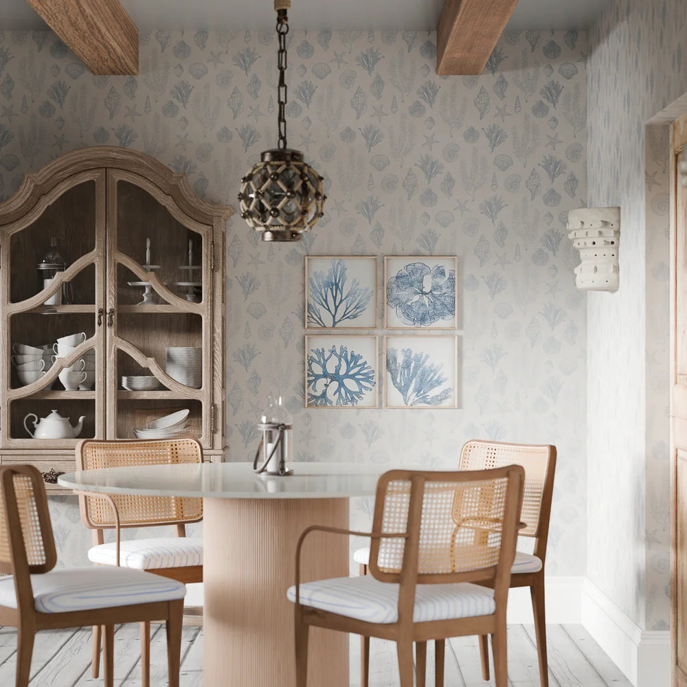 Seaside Stroll Wallpaper - Cornflower Blue - Lucie Annabel